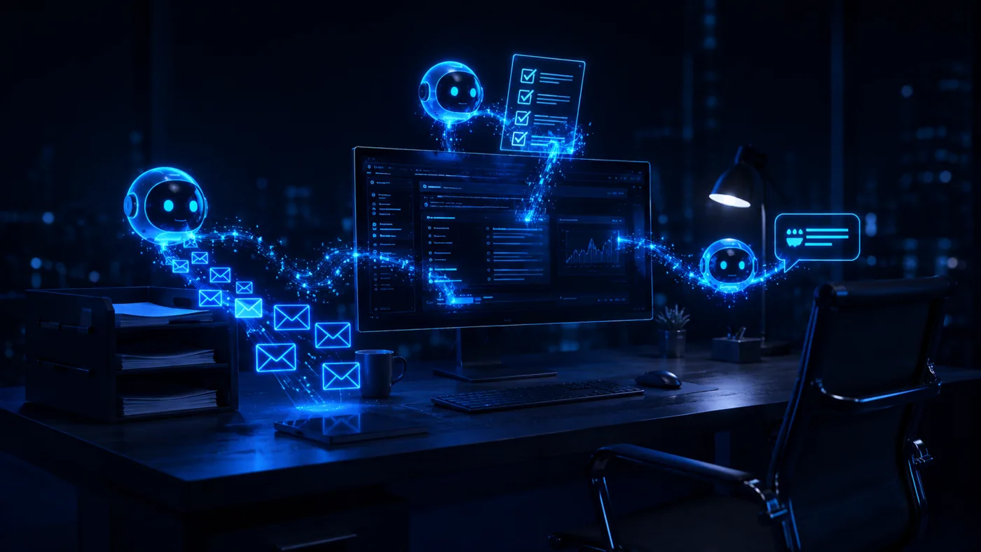 Agents IA et automatisation en entreprise : des assistants intelligents traitent emails, documents et demandes clients automatiquement