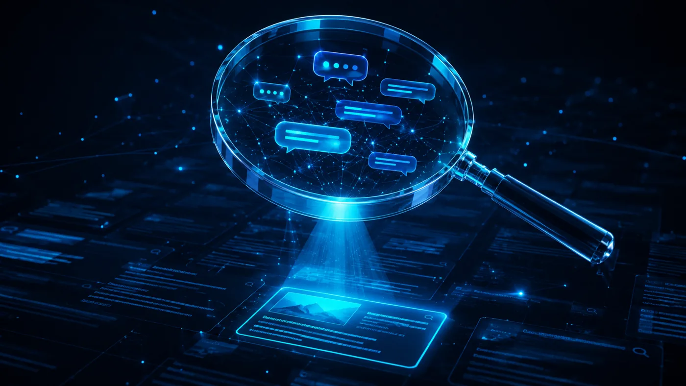 Référencement SEO et GEO : résultats de recherche Google transformés en réponses d'intelligence artificielle citant un site web